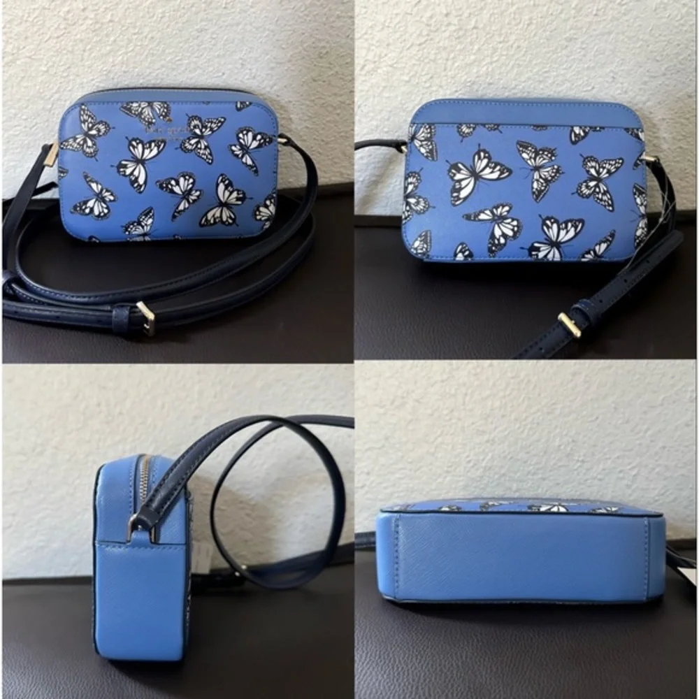 NWT Kate Spade Staci Butterfly Sky Printed Mini Camera Bag‎ Blue Multi